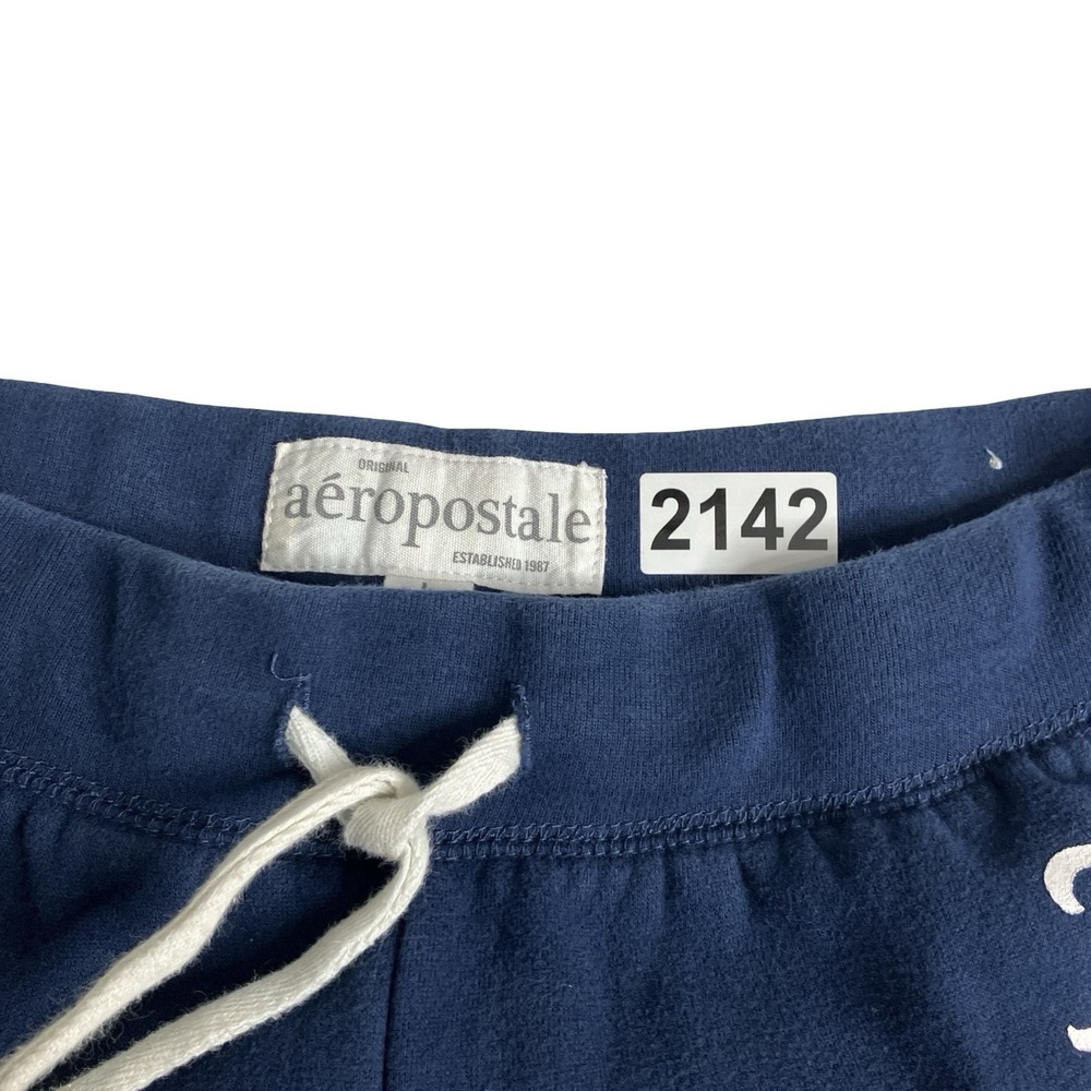 Aeropostale Wide Leg Flare Sweatpants Womens L Blue Raw Hem Mid Rise Y2K Preppy - Picture 14 of 14